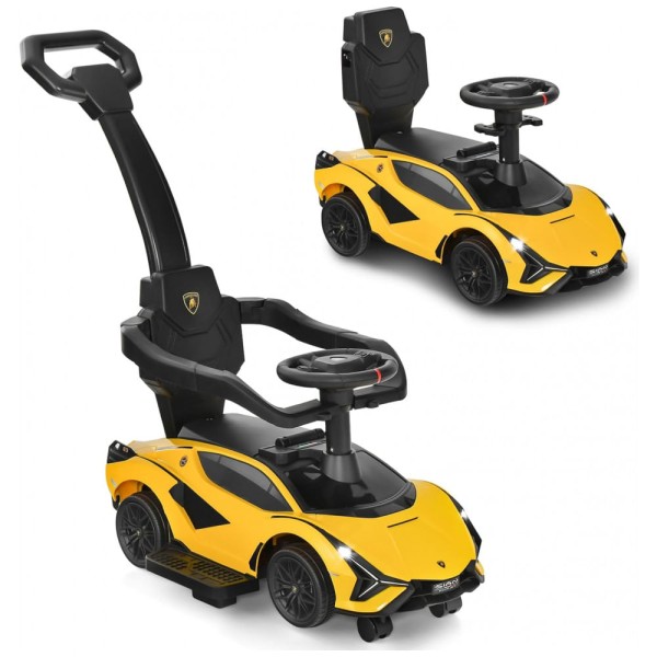 Encontraproduto.com.br - Carrinho de Passeio Infantil 3 em 1 com Alça, Música, USB, Farol e Compartimento Sob o Assento para Crianças de 1 a 5 Anos, INFANS, Amarelo