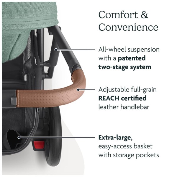 Encontraproduto.com.br - Carrinho de Bebê com Barra de Proteção, Assento Reversível, Proteção Contra Insetos e Chuva, UPPAbaby Cruz V2, Preto