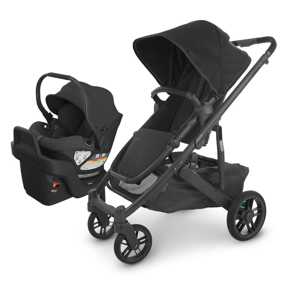 Encontraproduto.com.br - Carrinho de Bebê Travel System com Opção Reversível,  Arnês 5 Pontos, Cadeirinha Infantil Aria e Base, UPPAbaby Cruz V2, Preto