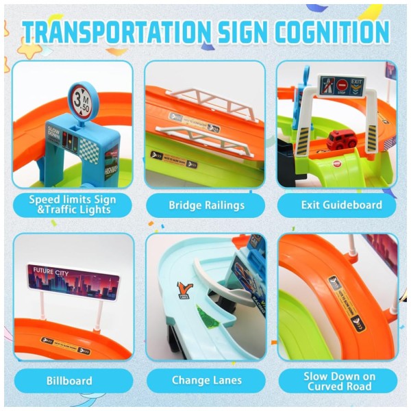 Encontraproduto.com.br - Pista de Corrida com Volante Interativa com Sons Divertidos, Inclui 8 Carros, Fistone.