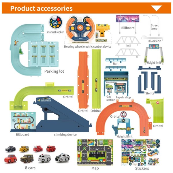 Encontraproduto.com.br - Pista de Corrida com Volante Interativa com Sons Divertidos, Inclui 8 Carros, Fistone.