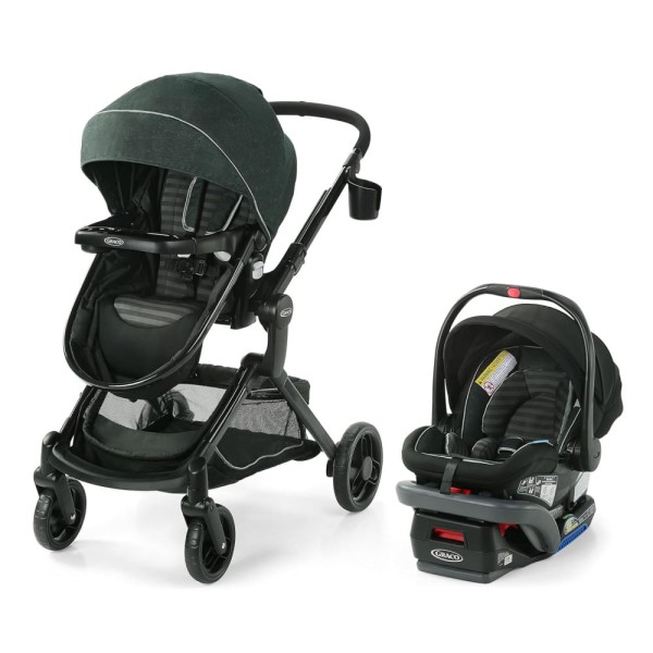 Encontraproduto.com.br - Carrinho de Bebê Travel System 3 em 1 com Assento Reversível e Cesto de Armazenamento Extragrande Expansível, Graco Modes™ Nest DLX, Preto