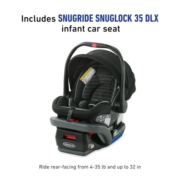 Encontraproduto.com.br - Carrinho de Bebê Travel System 3 em 1 com Assento Reversível e Cesto de Armazenamento Extragrande Expansível, Graco Modes™ Nest DLX, Preto