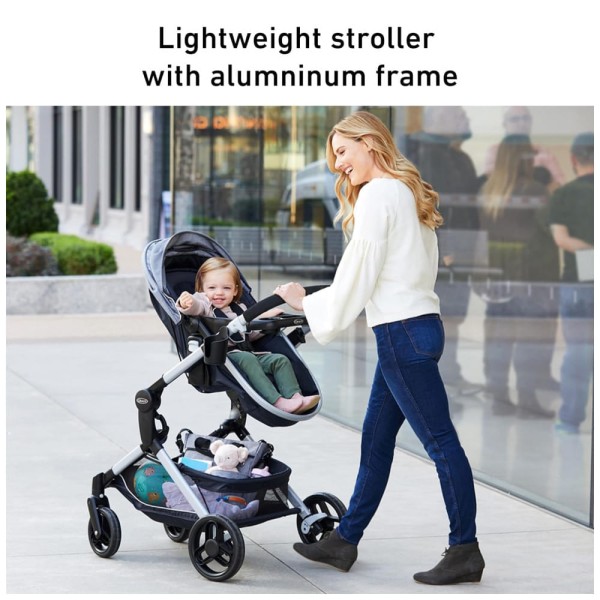 Encontraproduto.com.br - Carrinho de Bebê Travel System 3 em 1 com Assento Reversível e Cesto de Armazenamento Extragrande Expansível, Graco Modes™ Nest DLX, Preto