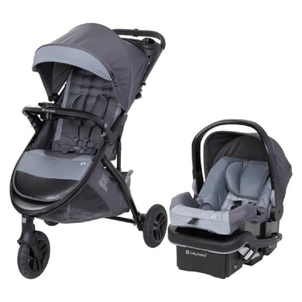 Encontraproduto.com.br - Carrinho de Bebê Travel System de 3 Rodas com Pneus para Todo o Terreno, Porta-Copos, Baby Trend Tango 3, Cinza