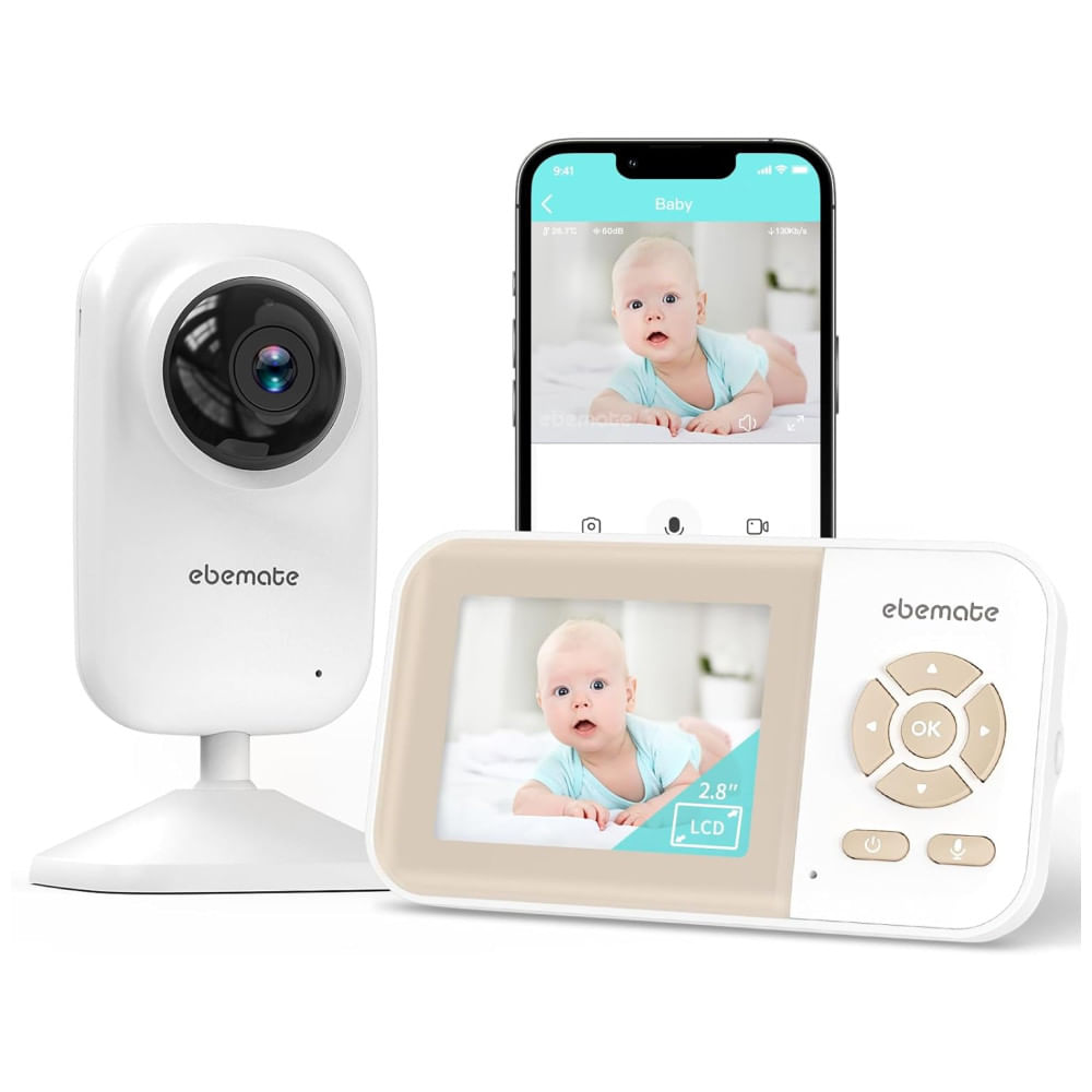 Encontraproduto.com.br - Babá Eletrônica com Tela LCD, Áudio e Vídeo HD, Visão Noturna e Alcance de 365M, Ebemate EBE28
