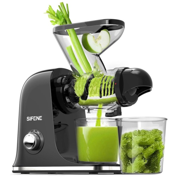 Encontraproduto.com.br - Centrifuga de Frutas com Função Reversa, Motor Silencioso e Mastigação Lenta, 110V 150W, SiFENE, Preta
