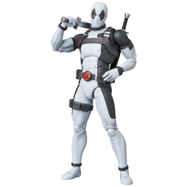Encontraproduto.com.br - Boneco Deadpool 16 cm de Altura com Suporte Ajustável e 4 Tipos de Cabeças, MEDICOM TOY, Branco