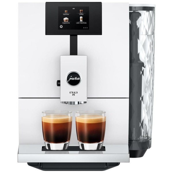 Encontraproduto.com.br - Máquina de Café Expresso Automática com Moedor Embutido, Intensidade do Café, Volume e Temperatura Programáveis, 110V 1450W, Jura ENA8, Branca