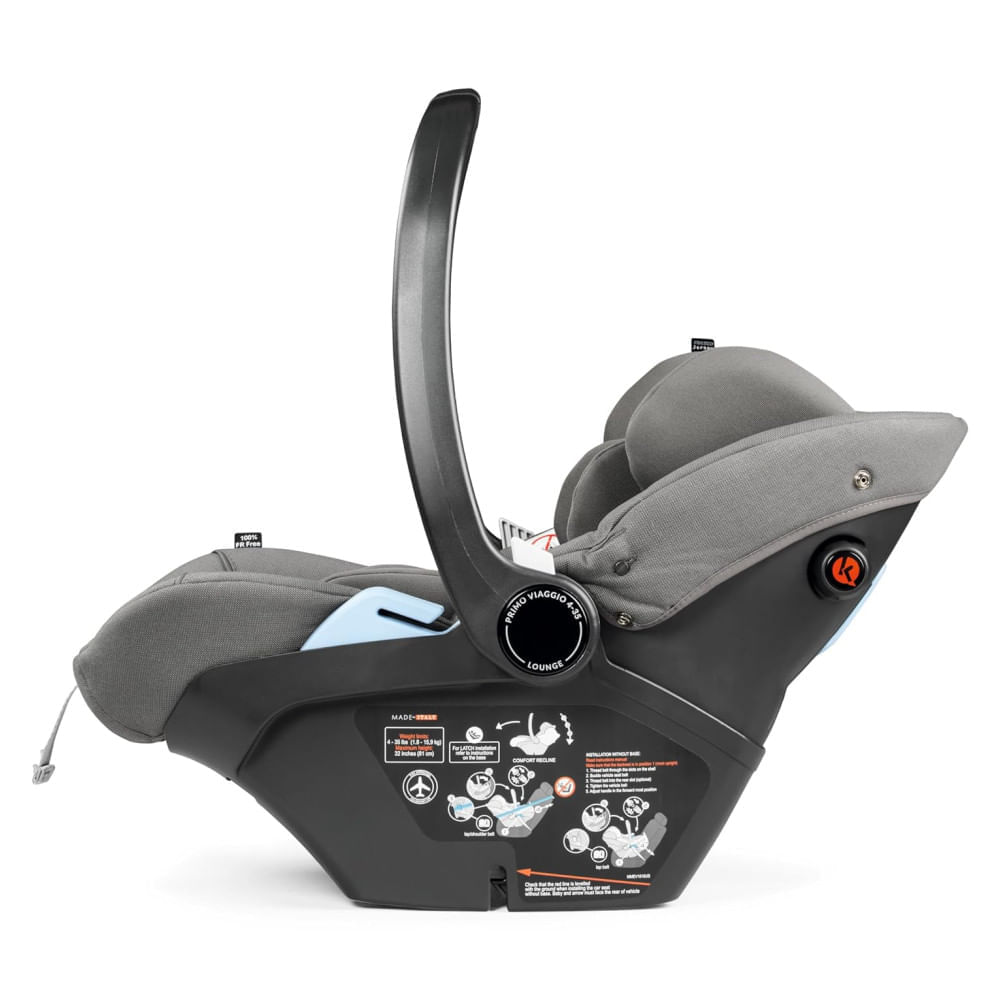 Encontraproduto.com.br - Cadeira de Carro Infantil com Base e Barra Anti-Rebote, para Bebês de 1,8 kg a 15,8 kg, Peg Perego Primo Viaggio, Cinza