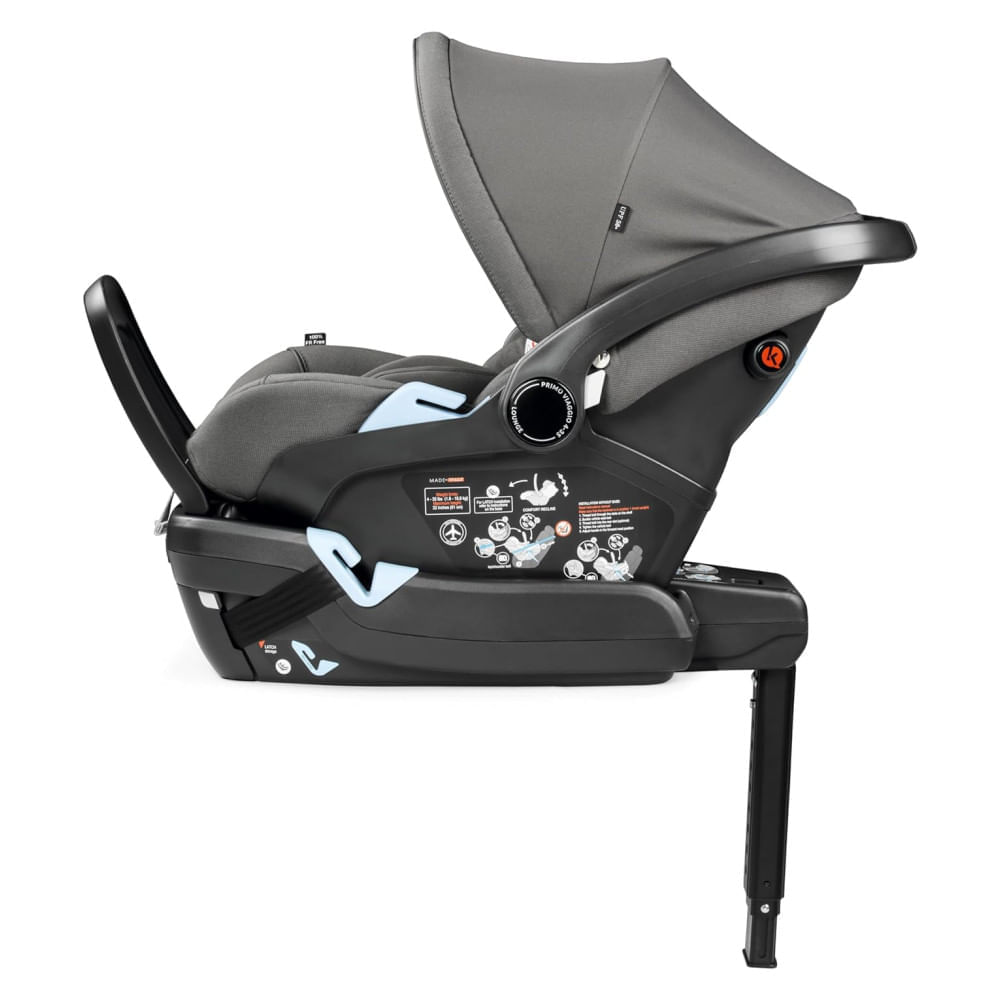 Encontraproduto.com.br - Cadeira de Carro Infantil com Base e Barra Anti-Rebote, para Bebês de 1,8 kg a 15,8 kg, Peg Perego Primo Viaggio, Cinza