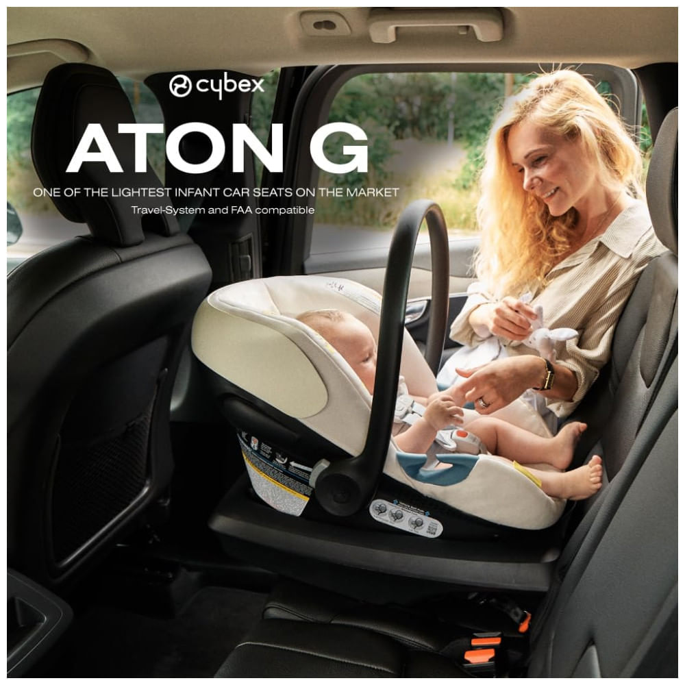 Cadeira de Bebe para Carro com Proteção Linear Contra Impactos Laterais, Apoio de Cabeça Ajustável em 11 Posições e Base Safelock, Cybex Aton G, Preta