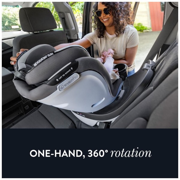 Encontraproduto.com.br - Cadeira de Bebe para Carro 2 em 1 com Rotação de 360° e Sistema de Instalação de Segurança Sure360, Evenflo Gold Revolve360, Roxa e Preta