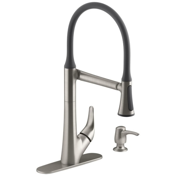 Torneira Cozinha com Pulverizador Pull Down Sprai, Dispensador de Sabão e Braço Articulado, KOHLER R77764-SD-VS Arise, Inoxidável Vibrante