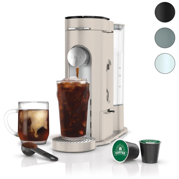 Encontraproduto.com.br - Cafeteira Programável 4 em 1 para Capsulas ou Café Moído, Frio ou Quente com Batetor de Leite, 110V Ninja PB041ST, Cinza Pedra