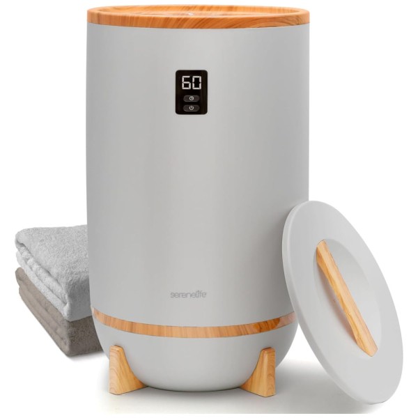 Encontraproduto.com.br - Aquecedor de Toalha Elétrico para Até 2 Toalhas ou Roupões, com Desligamento Automático e Temporizador Embutido, 500W 110V, SereneLife SLTLW800, Cinza