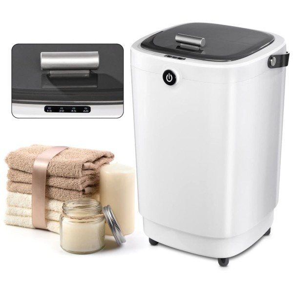 Encontraproduto.com.br - Aquecedor de Toalha Elétrico 28L para 2 Toalhas Grandes, com Desligamento Automático e Temporizador Ajustável, 110V,  AZOUTDOOR, Branco e Cinza