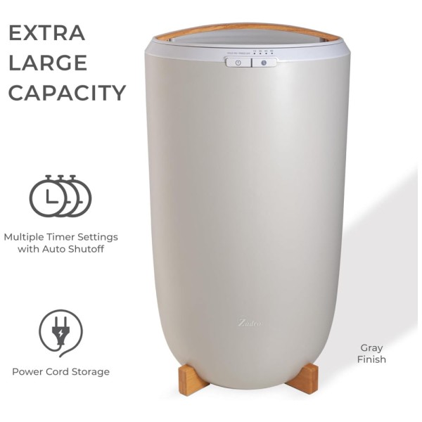 Encontraproduto.com.br - Aquecedor de Toalha Elétrico 20L com 4 Configurações de Temporizador e Desligamento Automático, 110V, Zadro, Cinza e Bambu