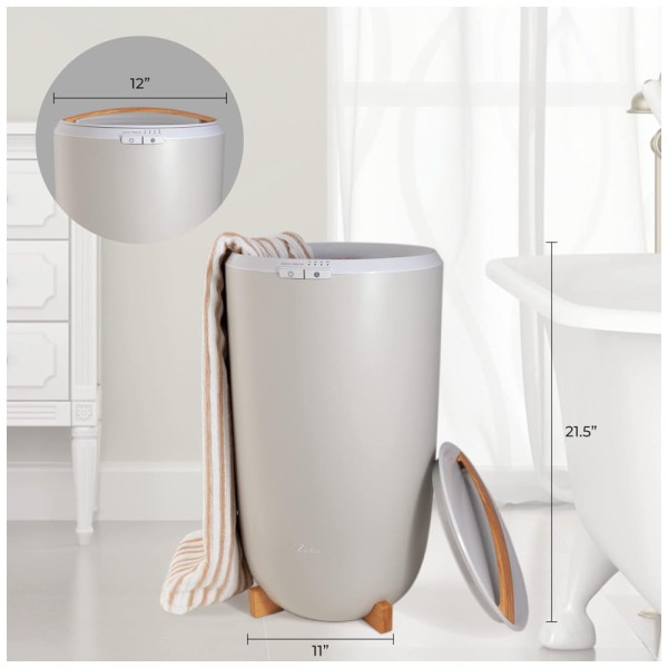 Encontraproduto.com.br - Aquecedor de Toalha Elétrico 20L com 4 Configurações de Temporizador e Desligamento Automático, 110V, Zadro, Cinza e Bambu