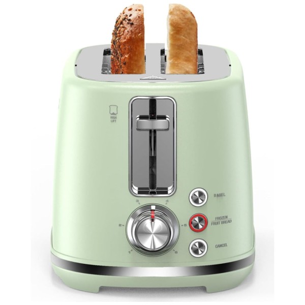 Encontraproduto.com.br - Torradeira 2 Fatias com Desligamento Automático, Bandeja de Migalhas, 6 Níveis de Tostagem, 110V 1000W, LONGDEEM, Verde