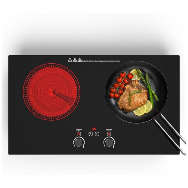 Encontraproduto.com.br - Cooktop Elétrico Portátil com 2 Bocas, 11 Níveis de Potência, Controle Digital, Trava para Crianças e Temporizador, 110V 2400W, Wesonorous, Preto