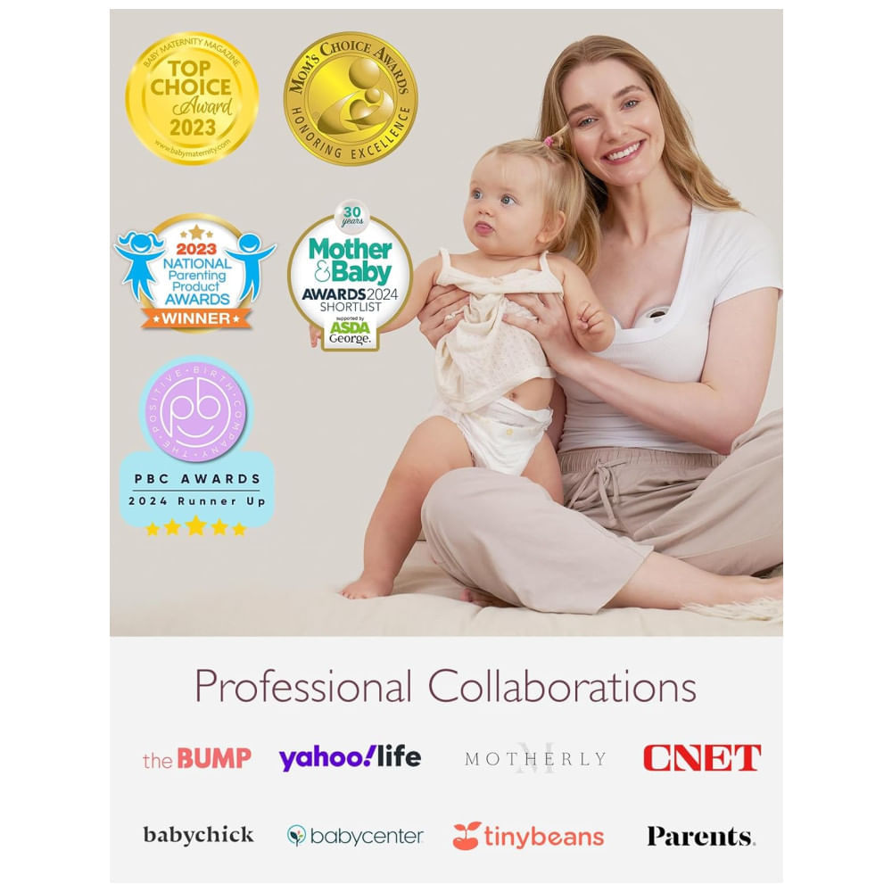 Encontraproduto.com.br - Bomba Tira Leite Elétrica Portátil com 3 Modos, 9 Níveis de Sucção e Flange Duplamente Selada, 2 Unidades, Momcozy, Branco e Vermelha
