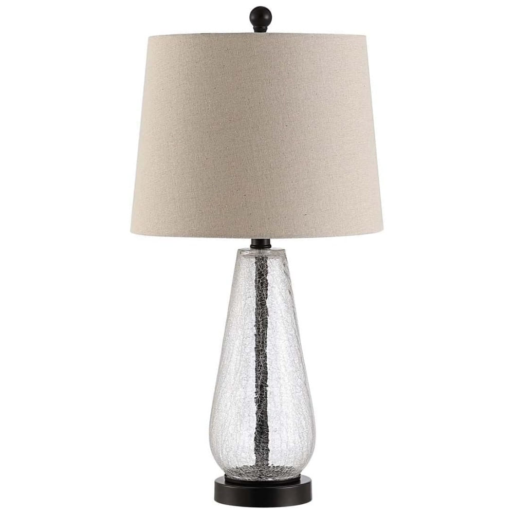 Encontraproduto.com.br - Abajur Luminária de Mesa em Vidro com 66 cm de Altura para Quarto, Sala de Estar, Escritório e Mesa de Cabeceira, 100W, Safavieh, Branco