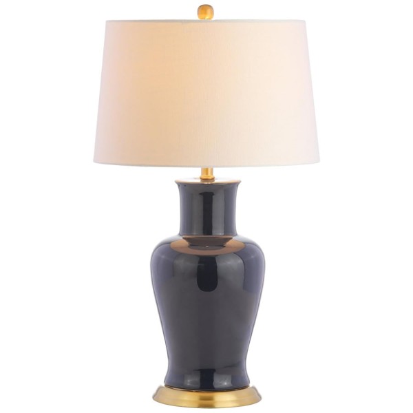Encontraproduto.com.br - Abajur Luminária de Mesa em Cerâmica, Estilo Tradicional com 73 cm de Altura para Quarto, Sala de Estar e Escritório, 110V 100W, JONATHAN Y, Azul