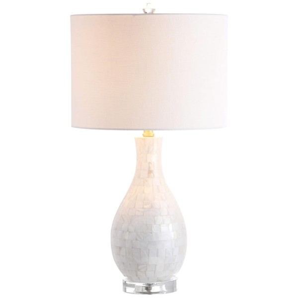Encontraproduto.com.br - Abajur Luminária de Mesa, Estilo Costeiro e Contemporâneo com 67 cm de Altura para Quarto, Sala de Estar e Escritório, 110V 100W, JONATHAN Y, Branco