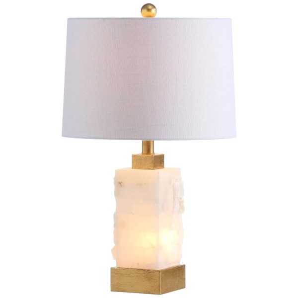 Abajur Luminária de Mesa em Alabastro e Metal, Estilo  Contemporâneo Transicional com 58 cm de Altura para Quarto, Sala de Estar e Escritório, 110V