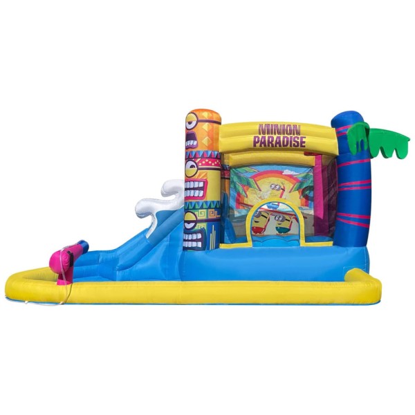 Encontraproduto.com.br - Pula Pula Inflável dos Minions com Escorregador, Toboágua, Canhão de Água e Piscina de Bolinhas para Crianças, Funormous, Colorido