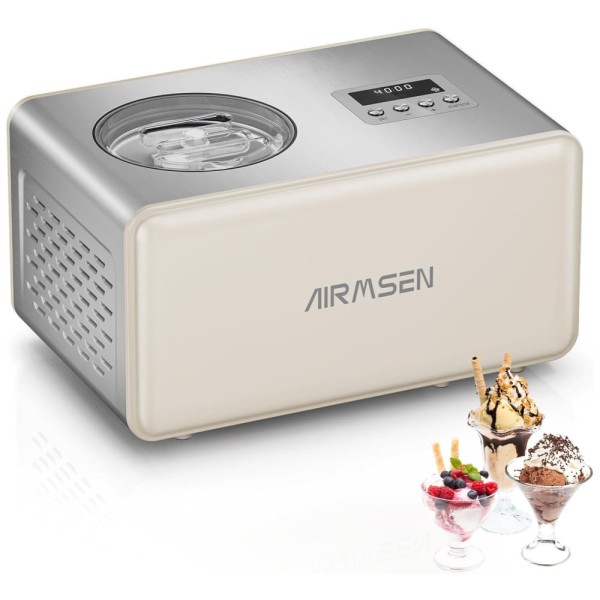 Encontraproduto.com.br - Máquina de Sorvete 1,9L com Display LED, Temporizador, Função de Resfriamento até 72 Minutos, Sem Pré-Congelamento e Compressor Integrado, 110V 150W,