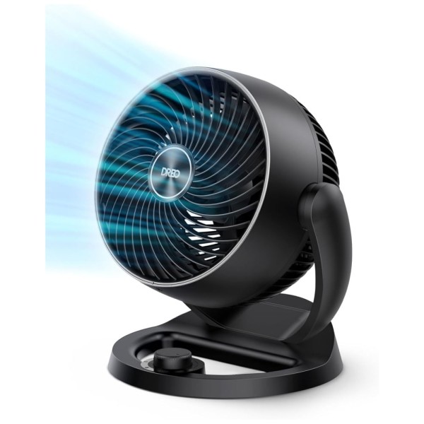 Ventilador de Mesa, Estilo Clássico com 3 Velocidades, Distância Máxima do Ar 21 Metros e Inclinação Ajustável de 120°, 110V, DREO, Preto