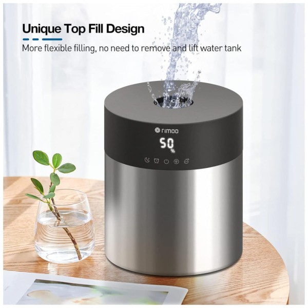 Encontraproduto.com.br - Umidificador Ultrassônico 4,5L com Tanque em Aço Inoxidável, 100% Sem Produtos Químicos, Sem Filtro, Umidistato e Temporizador para Quarto e Sala
