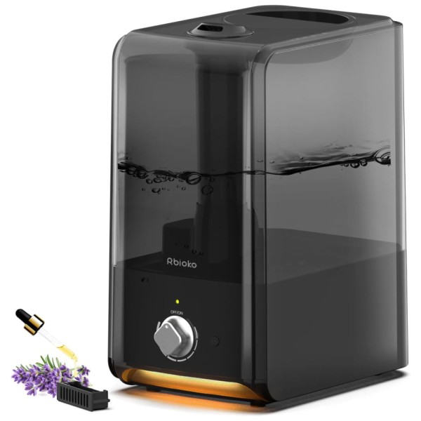 Umidificador Ultrassônico 6,5L com Umidade Personalizada, Luz Noturna e Silencioso para Ambientes até 40m2, 110V 25W, Rbioko, Preto