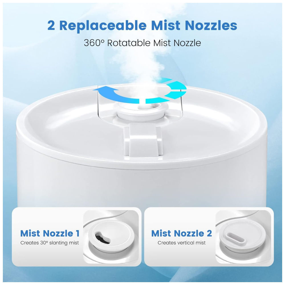 Encontraproduto.com.br - Umidificador névoa Quente e Fria, 9L com Enchimento Superior, Sensor de Umidade, Luz Noturna, Temporizador de 12H, Controle Remoto e Modo de Espera