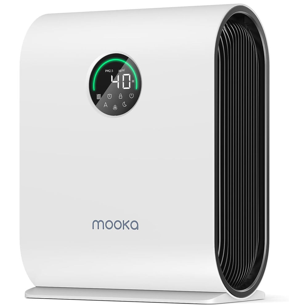 Purificador de Ar para Ambientes até 230m² com Filtro H13 HEPA, Modo Automático, Temporizador e Visor LED PM2.5, 110V, MOOKA KJ217, Branco