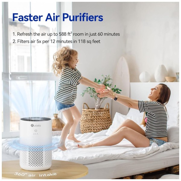 Encontraproduto.com.br - Purificador de Ar para Ambientes até 54m² com Filtro H13 HEPA, Função de Aromaterapia e Baixo Consumo de Energia, 110V 5W, Aucleia KQ-31, Branco