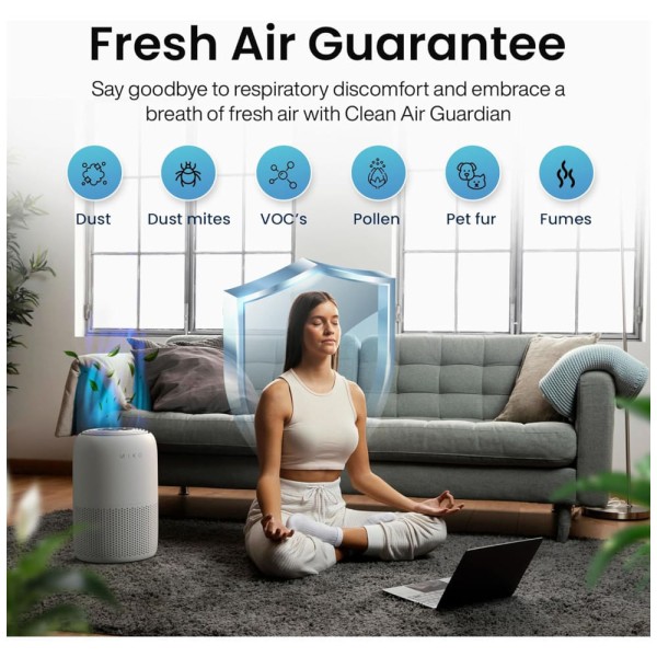 Encontraproduto.com.br - Purificador de Ar 3 em 1, para Ambientes até 111m² com Controle por APP, Modo de Espera, Silencioso e Sistema de Filtragem em 3 Camadas, 110V 15W,