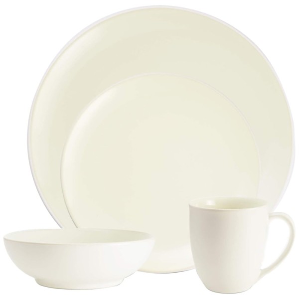 Encontraproduto.com.br - Aparelho de Jantar de Cerâmica Clássica e Durável para o Dia a Dia com 4 Peças, Formato Redondo e Material de Cerâmica, Noritake 8090-04G, Branco