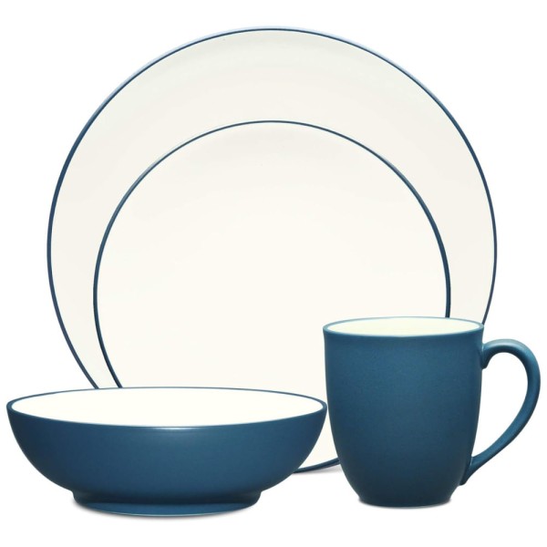 Aparelho de Jantar de Cerâmica Clássica e Durável para o Dia a Dia com 4 Peças, Noritake 8484-04G, Azul