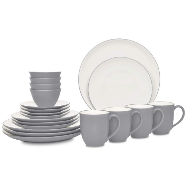Aparelho de Jantar, Elegância e Sofisticação para Sua Mesa com 20 Peças, Formato Redondo e Material de Cerâmica, Noritake, Branco e Cinza