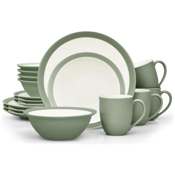 Encontraproduto.com.br - Aparelho de Jantar para Todas as Ocasiões com 16 Peças, Formato Redondo e Material de Cerâmica, Noritake, Verde
