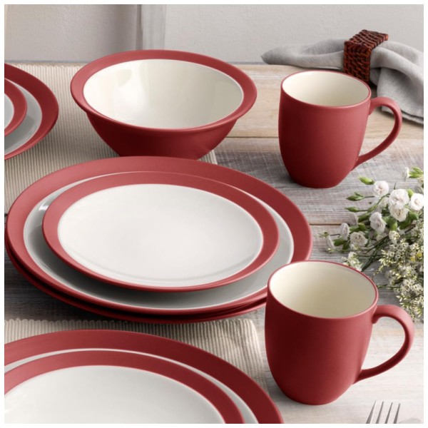 Encontraproduto.com.br - Aparelho de Jantar para Todas as Ocasiões com 16 Peças, Formato Redondo e Material de Cerâmica, Noritake, Vermelho
