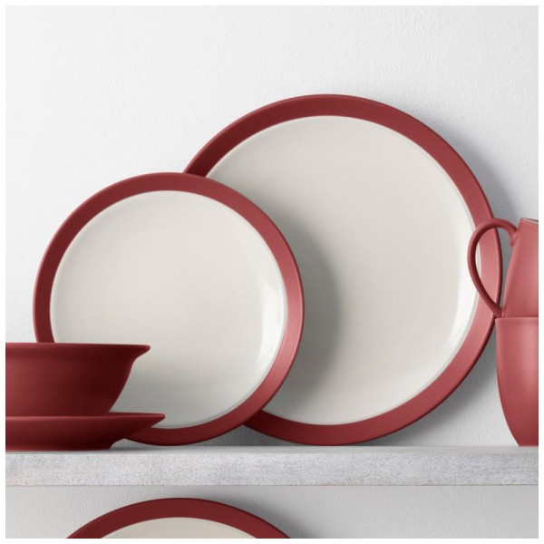 Encontraproduto.com.br - Aparelho de Jantar para Todas as Ocasiões com 16 Peças, Formato Redondo e Material de Cerâmica, Noritake, Vermelho