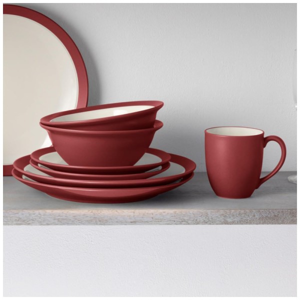 Encontraproduto.com.br - Aparelho de Jantar para Todas as Ocasiões com 16 Peças, Formato Redondo e Material de Cerâmica, Noritake, Vermelho