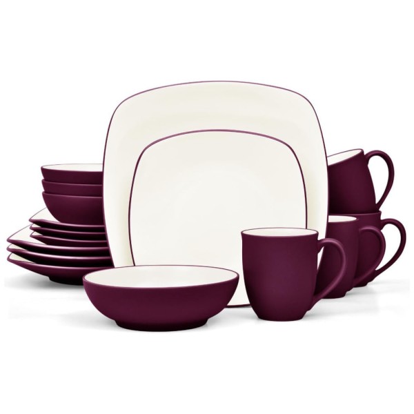 Encontraproduto.com.br - Aparelho de Jantar para Todas as Ocasiões, Elegância e Sofisticação para Sua Mesa com 16 Peças, Formato Quadrado e Material de Cerâmica sem BPA,