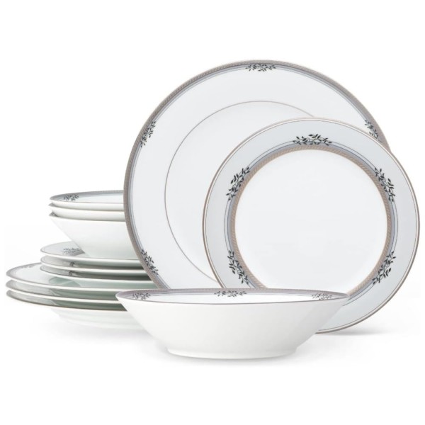 Encontraproduto.com.br - Aparelho de Jantar Para Todas as Ocasiões, Elegância e Sofisticação para Sua Mesa com 12 Peças, Formato Redondo e Material de Porcelana, Noritake