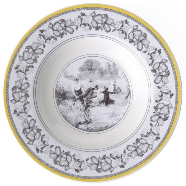 Encontraproduto.com.br - Prato para Sopa de 24 cm, Elegância e Praticidade em Sua Mesa com Formato Redondo e Material de Porcelana, Villeroy Boch, Branco, Cinza e Amarelo