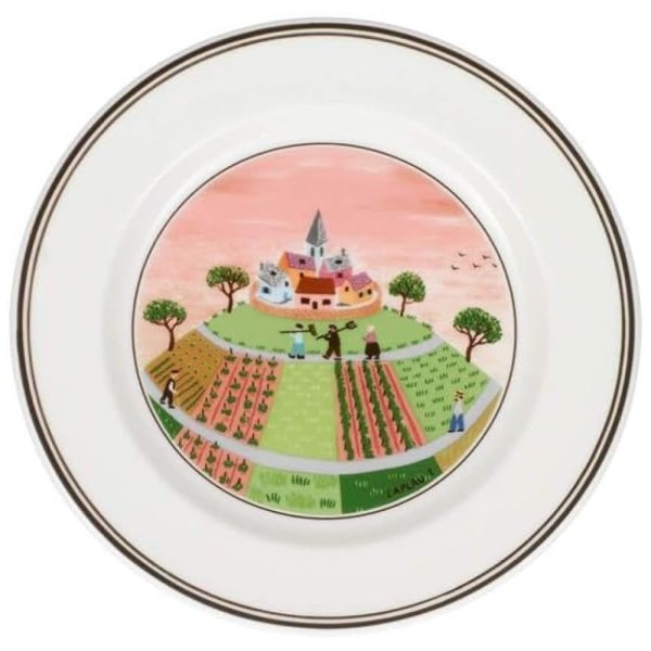 Prato para Salada ou Aperitivo de 17 cm, Mais Elegância em Sua Mesa com Tema  Farmers Village, Estilo Clássico, Formato Redondo e Material de